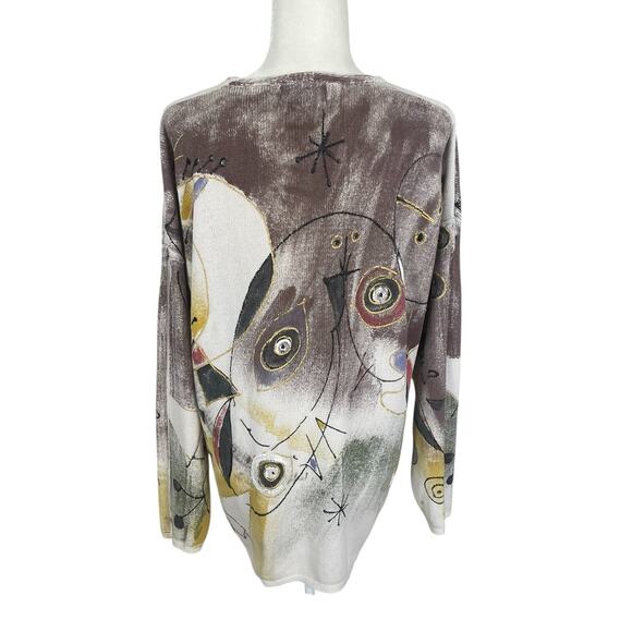 Vintage Kolorway Cotton Hand Painted Sweater Neutral Women's Size 2 Art To Wear - Picture 7 of 13